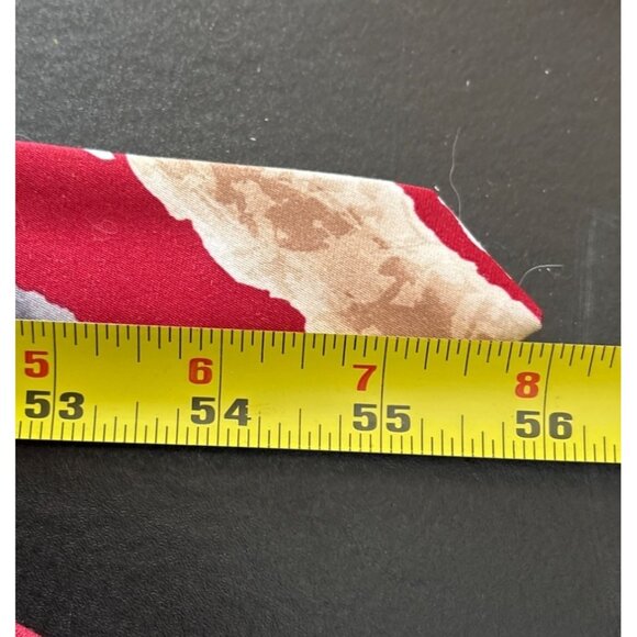 London Fog Abstract Striped Silk Tie Red Blue Gold Made In USA - Picture 5 of 5